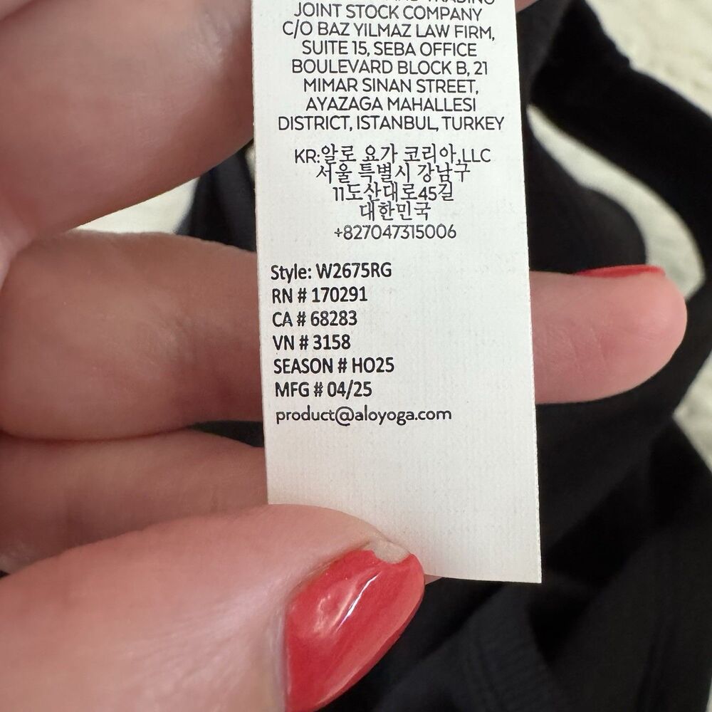 Alo Yoga Aspire Tank Women’s Medium Black White Ribbed Cropped Racerback NWT - Picture 10 of 10